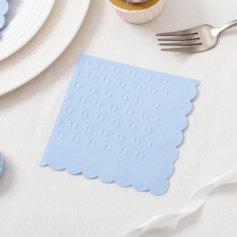 Crisky 3 Ply Baby Shower Napkins for Boy, 50 Pack Embossed Footprints Blue Napkins for Dusty Blue Jean Boy Baby Shower Decorations, Disposable Paper Cocktail Napkin, and Not Easily Torn in Saudi Arabia