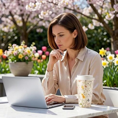 50 عبوة من أكواب القهوة الورقية من Nihuecne سعة 16 أونصة مع أغطية سهلة التركيب، أكواب ذات طابع زهور لطيفة للمشروبات الساخنة والباردة، لوازم الحفلات الأنيقة للمنزل والمكتب والبار والسفر والزفاف والحفلات in Kuwait