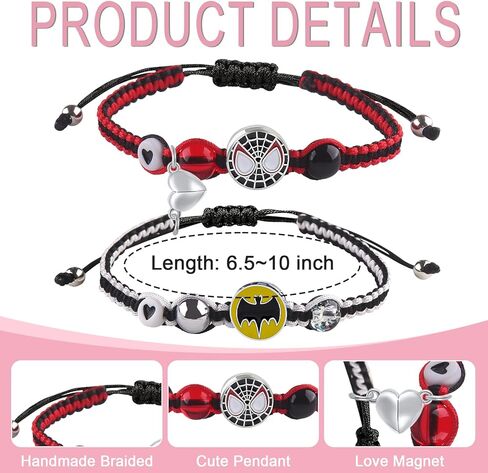 YUZHEJIE Cute Cat Bracelet Stuff Kawaii Matching Bracelets Set Crystal Bead Friendship Bracelets Birthday Christmas Valentine's Day BFF Distance Jewelry Gifts for Women Girlfriend Best Friend Sister (Miles + Spider) in Saudi Arabia