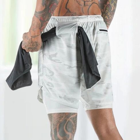7 Inch Workout Shorts for Men 2 in 1 Quick Dry Athletic Shorts with Liner 4 Way Stretch Running Gym Training Multi Pocket in Saudi Arabia