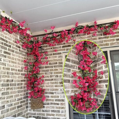 70 Inches Bougainvillea Tree Vines Artificial Flowers Rattan Branches with Silk Bougainvillea Long Trunk Hanging Liana for Home Wedding Garden Wall Background Decor (Bougainvillea Vine - Pack of 2) in Saudi Arabia