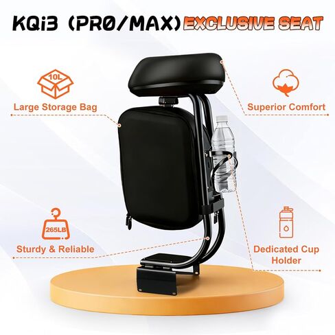 Electric Scooter Seat Compatible with 2019-2024 NIU KQi3, KQi3PRO, KQi3MAX Seat Attachment for Adult with 10L Large Storage Bag, Cup Holder, Comfortable PU Cushion in Kuwait