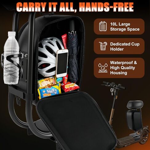 Electric Scooter Seat Compatible with 2019-2024 NIU KQi3, KQi3PRO, KQi3MAX Seat Attachment for Adult with 10L Large Storage Bag, Cup Holder, Comfortable PU Cushion in Kuwait