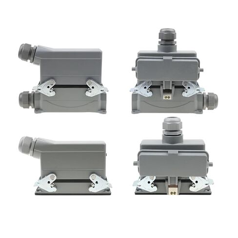 HDC-HE-024 Rectangular Heavy Duty Connector 24 Pins Industrial Aviation Waterproof Plug Socket with Protective Cover 500V 16A(24high Base Side Out) in Saudi Arabia