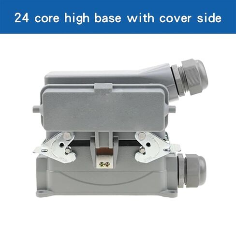 HDC-HE-024 Rectangular Heavy Duty Connector 24 Pins Industrial Aviation Waterproof Plug Socket with Protective Cover 500V 16A(24high Base Side Out) in Saudi Arabia