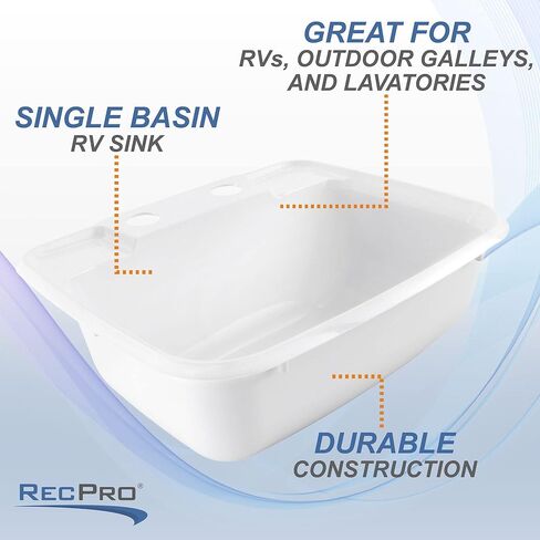 RecPro RV Rectangle Bathroom Sink (White) w/Brushed Nickel Teapot Faucet | RV Lavatory Sink w/faucet | Camper Sink in Saudi Arabia