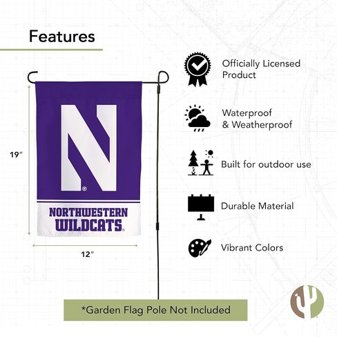 علم حديقة Desert Cactus Northwestern University NU - لافتة Northwestern Wildcats مقاس 19 × 12 بوصة، للعرض والمناسبات الخارجية (التصميم A) in Saudi Arabia