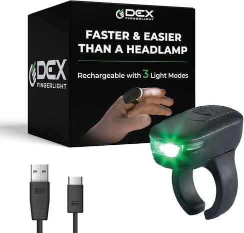 & Carry Case Bundle - مصباح LED High Tech يمكن ارتداؤه - مشرق - 3 أوضاع ضوئية - IPX7 مقاومة للطقس - شحن USB -C - حلقة مخصصة - بطارية طويلة الأمد - أسود in Saudi Arabia