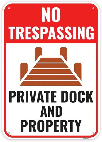 1PC Private Dock And Property No Trespassing Sign, 14 x 10 Inches - Aluminum in Saudi Arabia