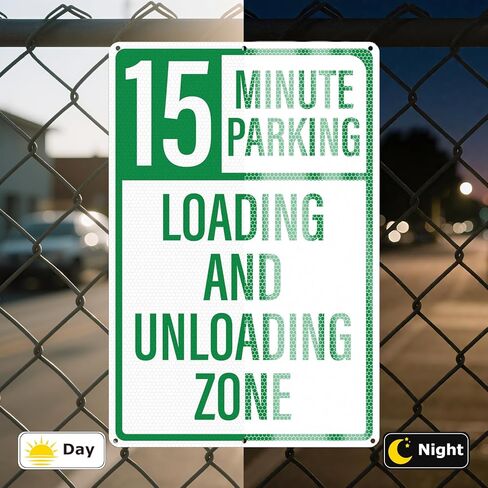 2 Pack 15 Minute Parking Loading And Unloading Zone Sign 12" x 18" Reflective Aluminum No Parking Sign for Business Private Property Delivery Areas in Saudi Arabia