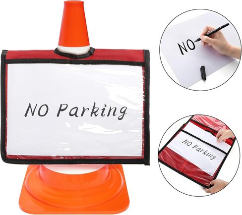 Bekith 12 Pack Traffic Cone Sleeve with Pockets for Caution, Traffic Cone Covers Safety Message Sign Sleeve for Outdoor Activity Warning, Sports Training, Parking Lots, 6 Colors in Saudi Arabia