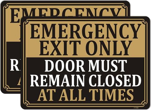 Emergency Exit Only Signs Door Must Remain Closed At All Time Sign 10" x 7" Acrylic Plastic Keep Gate Closed Sign Self-adhesive for Restaurant Salons Hotel Motel Rest Stops Public in Saudi Arabia