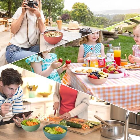 10 قطع من أوعية الحبوب غير القابلة للكسر من كواتيش، أوعية قش القمح آمنة للاستخدام في غسالة الأطباق والميكروويف، وعاء حلويات وحساء خفيف الوزن سهل التنظيف، قابل للحمل للنزهات، مجموعة أوعية بلاستيكية للوجبات الخفيفة، متعددة الألوان in Kuwait