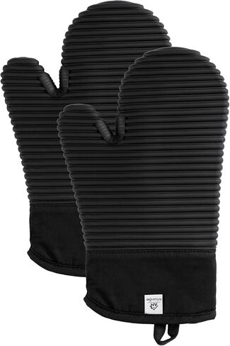Extra Long Silicone Oven Mitts and Pot Holders Sets | Heat Resistant 500°F BPA-Free Food Grade Silicone Hot Pads & Kitchen Mittens | 4-Piece Set of Oven Gloves & Potholders for Kitchens. in Saudi Arabia
