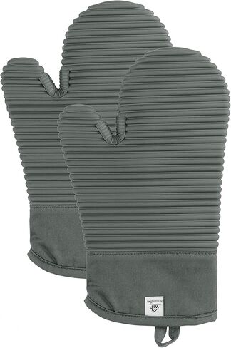 Extra Long Silicone Oven Mitts and Pot Holders Sets | Heat Resistant 500°F BPA-Free Food Grade Silicone Hot Pads & Kitchen Mittens | 4-Piece Set of Oven Gloves & Potholders for Kitchens. in Saudi Arabia