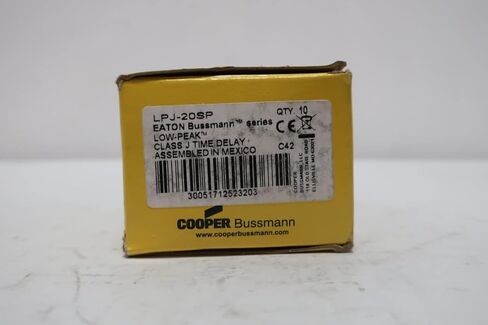 Box of 10 COOPER BUSSMANN LPJ-20SP Low-Peak J 20A AMP 600V-AC Cartridge Fuse in Saudi Arabia