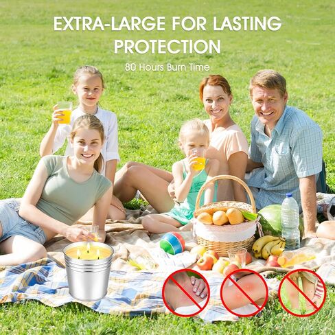 Citronella Candles Outdoor Large: 3-Wick Bucket Candle for Home Patio Candle up to 80 Hours, Summer Camping Huge Candle, Natural Soy Wax Lemograss Candle for Outside Garden Backyard Balcony in Kuwait