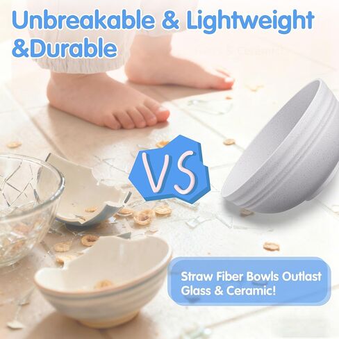 10 قطع من أوعية الحبوب غير القابلة للكسر من كواتيش، أوعية قش القمح آمنة للاستخدام في غسالة الأطباق والميكروويف، وعاء حلويات وحساء خفيف الوزن سهل التنظيف، قابل للحمل للنزهات، مجموعة أوعية بلاستيكية للوجبات الخفيفة، متعددة الألوان in Kuwait