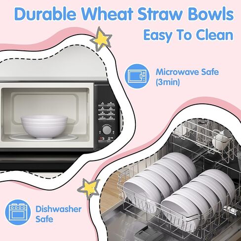 10 قطع من أوعية الحبوب غير القابلة للكسر من كواتيش، أوعية قش القمح آمنة للاستخدام في غسالة الأطباق والميكروويف، وعاء حلويات وحساء خفيف الوزن سهل التنظيف، قابل للحمل للنزهات، مجموعة أوعية بلاستيكية للوجبات الخفيفة، متعددة الألوان in Kuwait