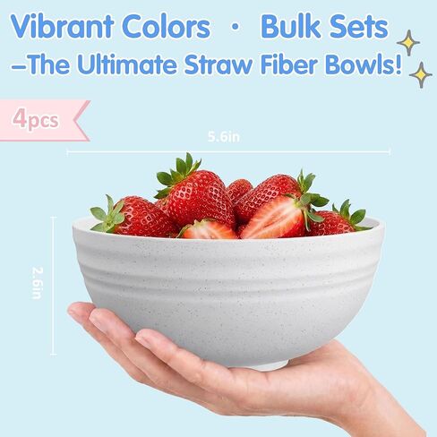 10 قطع من أوعية الحبوب غير القابلة للكسر من كواتيش، أوعية قش القمح آمنة للاستخدام في غسالة الأطباق والميكروويف، وعاء حلويات وحساء خفيف الوزن سهل التنظيف، قابل للحمل للنزهات، مجموعة أوعية بلاستيكية للوجبات الخفيفة، متعددة الألوان in Kuwait