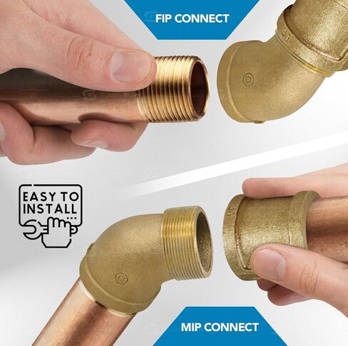 Everflow BRSF0114-NL 1-1/4 بوصة كوع شارع نحاسي 45 درجة، تركيبات ملولبة وطنية للذكور والإناث، بناء نحاسي، مقاومة أعلى للتآكل، اقتصادية وسهلة التركيب in Kuwait