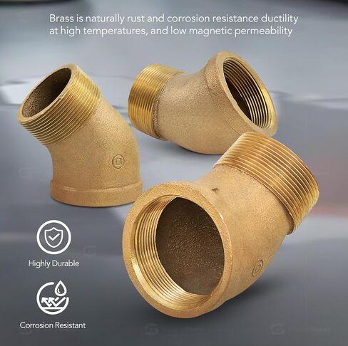 Everflow BRSF0114-NL 1-1/4 بوصة كوع شارع نحاسي 45 درجة، تركيبات ملولبة وطنية للذكور والإناث، بناء نحاسي، مقاومة أعلى للتآكل، اقتصادية وسهلة التركيب in Kuwait
