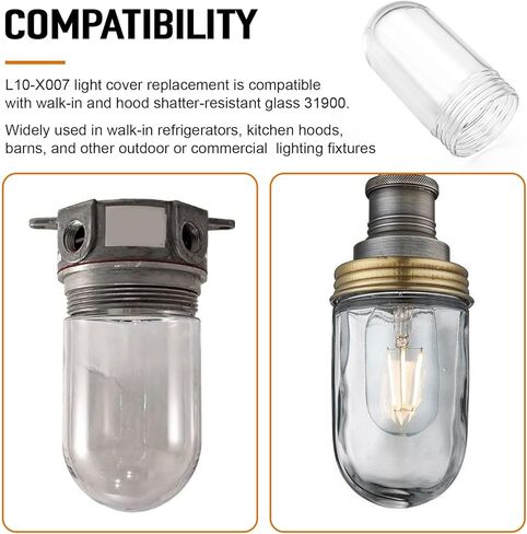 ERETOW L10-X007 Glass Light Bulb Cover for Walk-in Refrigerators and Hood Bulbs 31900, Shatter Proof Glass Light Globe Cover Replacement for Kitchen, Outdoor and Commercial Light Fixture in Kuwait