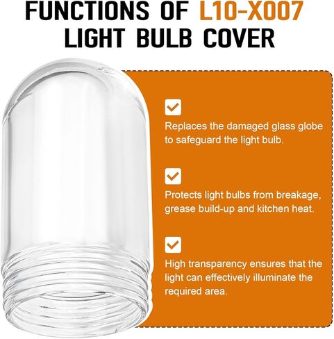 ERETOW L10-X007 Glass Light Bulb Cover for Walk-in Refrigerators and Hood Bulbs 31900, Shatter Proof Glass Light Globe Cover Replacement for Kitchen, Outdoor and Commercial Light Fixture in Kuwait