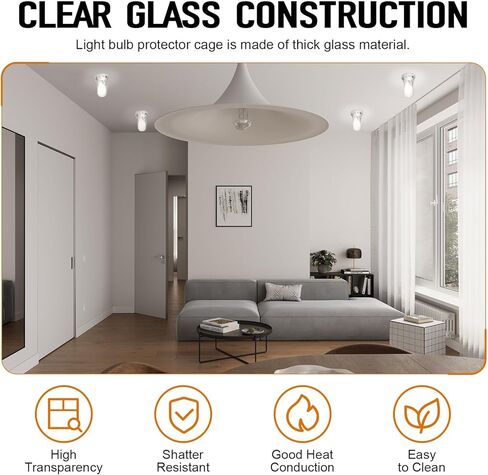 ERETOW L10-X007 Glass Light Bulb Cover for Walk-in Refrigerators and Hood Bulbs 31900, Shatter Proof Glass Light Globe Cover Replacement for Kitchen, Outdoor and Commercial Light Fixture in Kuwait