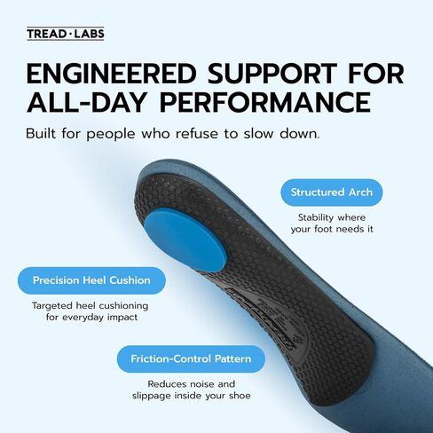 نعال Tread Labs Pace 2 - دعم قوي للغاية لقوس القدم من الدرجة السريرية لتخفيف آلام القدم والتهاب اللفافة الأخمصية والكب الزائد - غطاء علوي قابل للاستبدال - للرجال والنساء in Kuwait