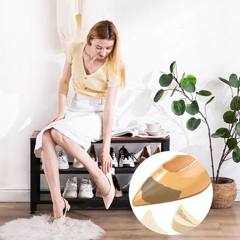 8 Pairs Adjustable Shoe Toe Filler Inserts, Half-Size Toe Pads for Women, Cushion Inserts for Loose Shoes, High Heels, Sneakers & Boots, Black & Beige in Saudi Arabia