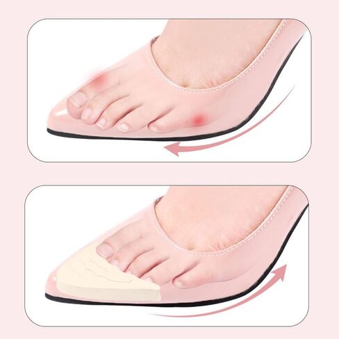 8 Pairs Adjustable Shoe Toe Filler Inserts, Half-Size Toe Pads for Women, Cushion Inserts for Loose Shoes, High Heels, Sneakers & Boots, Black & Beige in Saudi Arabia