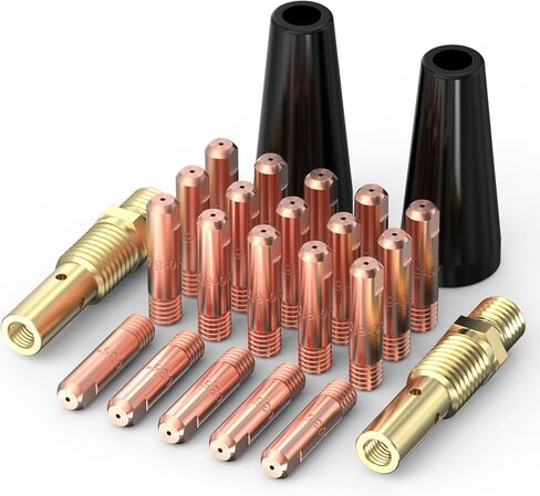 YESWELDER Flux Core Welding Gun Accessories Kit, 24Pcs, 20*.035 Tips & 2*Rubber Wood Gasless Flux Core Nozzles & 2*Gas Diffusers, Compatible with Lincoln Magnum 100L Gasless MIG Welding Torch in Saudi Arabia