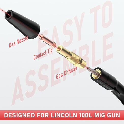 YESWELDER Flux Core Welding Gun Accessories Kit, 24Pcs, 20*.035 Tips & 2*Rubber Wood Gasless Flux Core Nozzles & 2*Gas Diffusers, Compatible with Lincoln Magnum 100L Gasless MIG Welding Torch in Saudi Arabia
