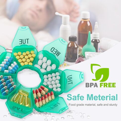 𝐖𝐞𝐞𝐤𝐥𝐲 𝐏𝐢𝐥𝐥 𝐎𝐫𝐠𝐚𝐧𝐢𝐳𝐞𝐫, Thinned and Enlarged 7 Day Pill Organizer, Cute Daily Pill Box with Large Compartment for Travel, Pill Container for Medication, Vitamin, Supplements(Rainbow) in Saudi Arabia
