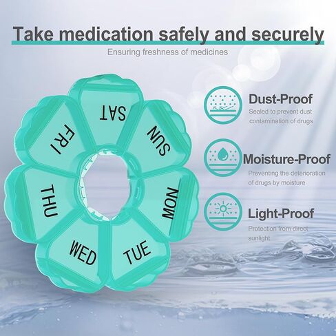 𝐖𝐞𝐞𝐤𝐥𝐲 𝐏𝐢𝐥𝐥 𝐎𝐫𝐠𝐚𝐧𝐢𝐳𝐞𝐫, Thinned and Enlarged 7 Day Pill Organizer, Cute Daily Pill Box with Large Compartment for Travel, Pill Container for Medication, Vitamin, Supplements(Rainbow) in Saudi Arabia