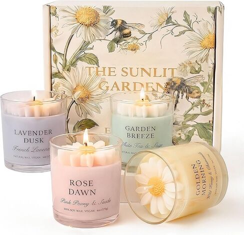 Scented Candles for Women - Aromatherapy Natural Soy Candles 4 Pack, Unique Floral Design, Relaxation Gifts for Mother’s Day, Birthday & Home Decor in Saudi Arabia