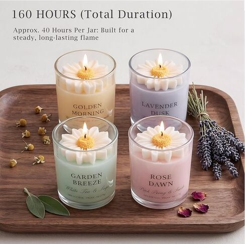 Scented Candles for Women - Aromatherapy Natural Soy Candles 4 Pack, Unique Floral Design, Relaxation Gifts for Mother’s Day, Birthday & Home Decor in Saudi Arabia