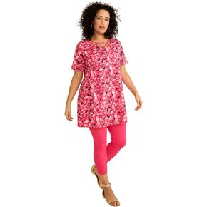 تونيك نسائي من Roaman بمقاس كبير ورقبة شبكية وأكمام قصيرة in Kuwait