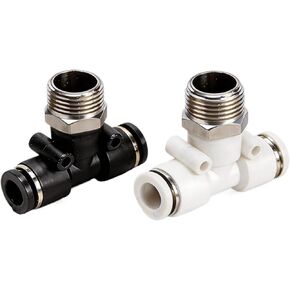 Black And White Pneumatic Connector PB Tracheal Quick Plugs T-shaped Positive Tee Thread 6-01/8-02/10-03/12-04 1Pcs(精品黑PB8-03) in Kuwait