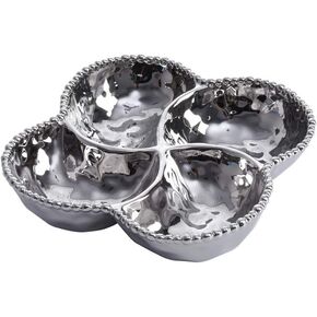 وعاء بورسلين من بامبا باي ساليرنو مكون من 4 أقسام، أبيض مع زخرفة فضية in Kuwait