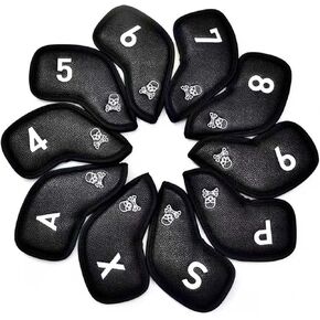 Golf Iron Head Covers Set of 10, PU Leather Golf Club Head Covers with Numbers 4-9 P S A X, Magnetic-Free Velcro Closure, Waterproof Protective Iron Headcovers, Universal Fit Golf Accessories for Men in Saudi Arabia