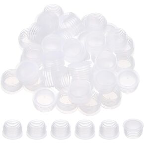 PATIKIL Suit for 8mm Plastic Stopper Replacement Plug Cap, 50 Pcs Press-in Bottle Adapter Salt Stoppers Plugs Plastic Bottle Caps for Lab Home Cosmetics Shampoo Essential Oil, Clear in Saudi Arabia