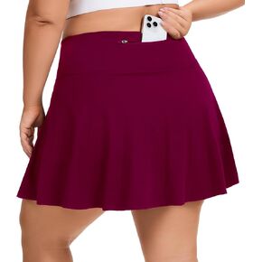 تنورة SEKINO للسيدات بمقاس كبير للتنس والجولف بخصر عالٍ مع جيوب قصيرة داخلية تنورة رياضية كاجوال رياضية in Kuwait