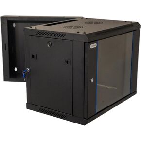 9U Wall Mount IT Cabinet Enclosure Hinged Double Section Swing Out 19-Inch Server Network Rack with Glass Door 22-Inches Deep Black Professional in Saudi Arabia