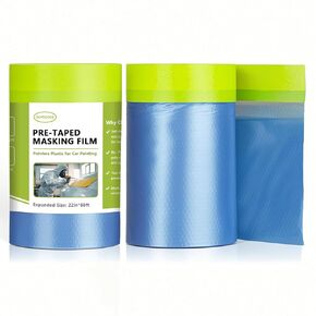 Painters Plastic with Tape 22" x 66',Pre-Taped Masking Film Reinforced Tape and Drape,Tear-Resistant Plastic Painting Film for Car Painting & Home Renovation (2 Rolls) in Saudi Arabia