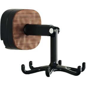 Rotating Kitchen Utensil Rack, 360° Swivel Wall-Mounted Hook Holder with 6 Hooks, Adhesive No-Drill Hanger for Pots, Pans, Spatulas, Towels, Black & Wood Grain in Saudi Arabia