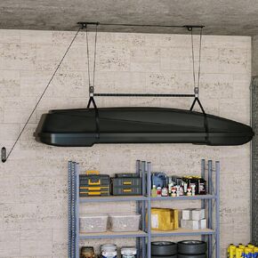 PrecisionAuto Cargo Box Garage Pulley System, Professional Heavy-Duty Ceiling Hoist for Rooftop Cargo Boxes & Large Storage Bins, 150 Lb Rated Capacity, Fits 10–14 ft Garage Ceilings in Kuwait