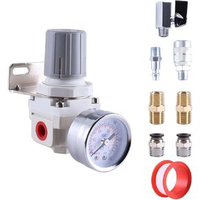 AR2000 1/4 "NPT منظم ضغط ضاغط الهواء الهوائي لتقليل نظام الهواء المضغوط 150 رطل لكل بوصة مربعة مقياس محمي من الفولاذ in Kuwait