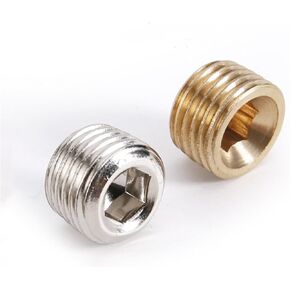 Copper Male Thread Brass Pipe Hex Head End Cap Fitting Coupler Connector Adapter 1/8 1/4 3/8 1/2 3/4 Iron Nickel Plated(DT-01 Brass) in Kuwait